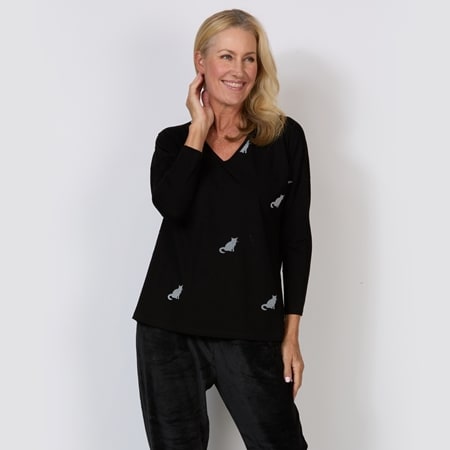 Lounge by Cordelia Cat Long Sleeve Top