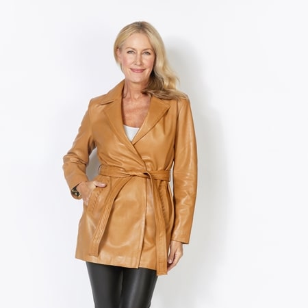 Cadelle Leather Bronte Mid Length Wrap Trench Coat