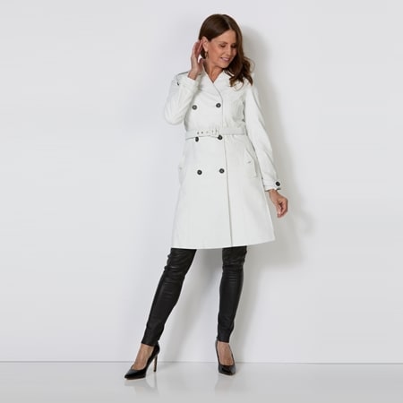 Cadelle Leather Phoebe Contrast Button Double Breasted Trench Coat