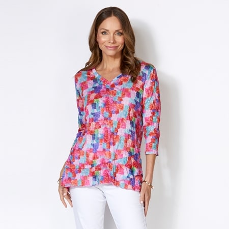 Fella Hamilton Janelle Crush Print 3/4 Sleeve Top