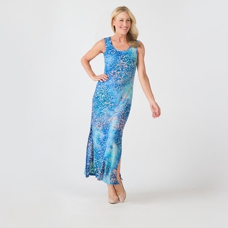 Hailey Lyn Short Sleeve Scoop Neck Maxi Dress With Side Slits