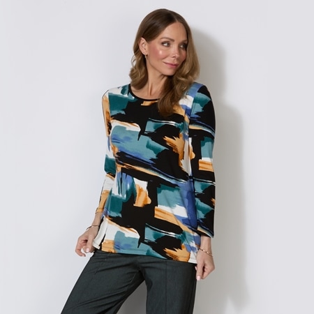 Mr. Max Printed Dakota Knit Bracelet Sleeve Top