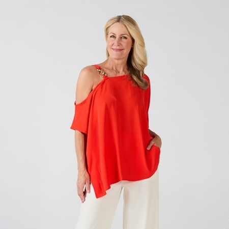 Hailey Lyn Off the Shoulder Textured Wave Tunic