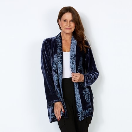 Silk Islands Grace Silk Velvet Embroidered Jacket