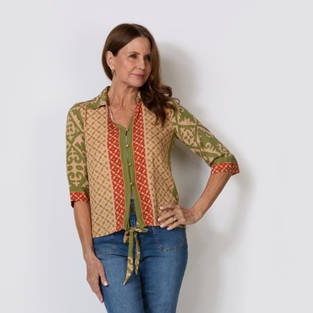 Cordelia St Border Print Tie Top