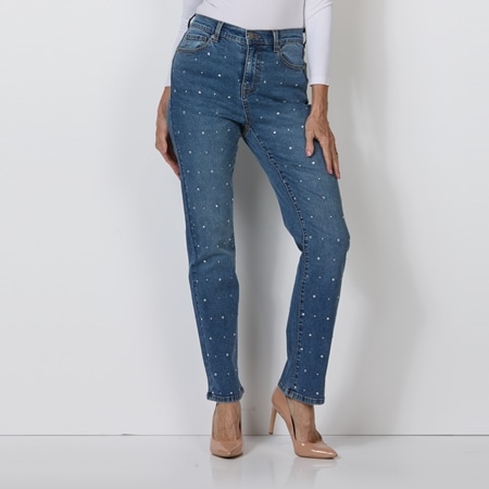 Diane Gilman Classic Stretch Embellished  Straight Leg Jean