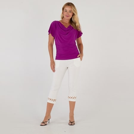 Nina Leonard Draped Neck Dolman Top & Millennium 7/8 Pant 2 PC Set