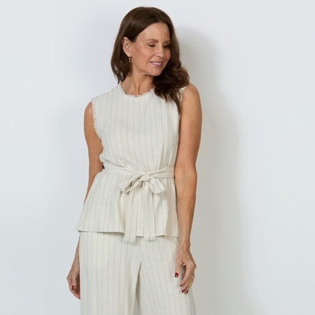 Marco Polo Sleeveless Stone Stripe Shirt