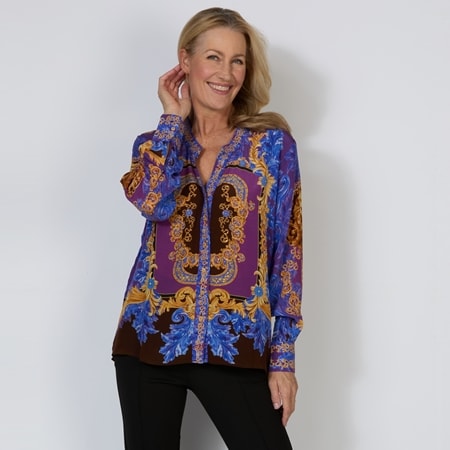 Silk Islands 100% Silk Milan Long Sleeve Button Up Shirt