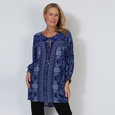 Silk Islands 100% Silk Sophia Raglan Sleeve Tunic