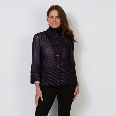 Fella Hamilton Raven Ribbon Mesh Button Up Jacket