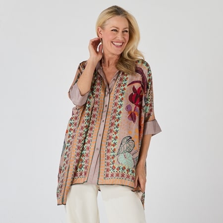 Holmes & Fallon Oversized Tropical Print Blouse