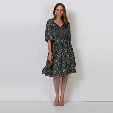 Caju Design Kosmos Print Dress with Elastic Waist