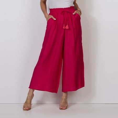 Caju Design Wide Leg Elastic Waist Pant with Pockets