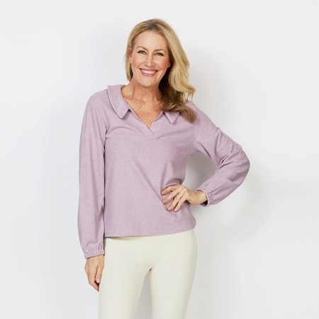 Gelatu Collared Top with Elastic Cuffs