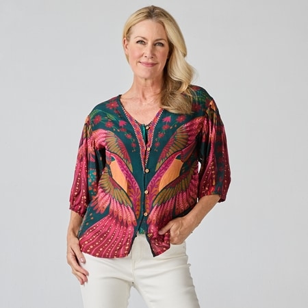 Caju Design Kaleidoscope Toucan Buttoned Blouse