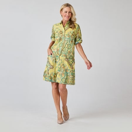 Caju Design Drop Waist Dress with  Front Pockets