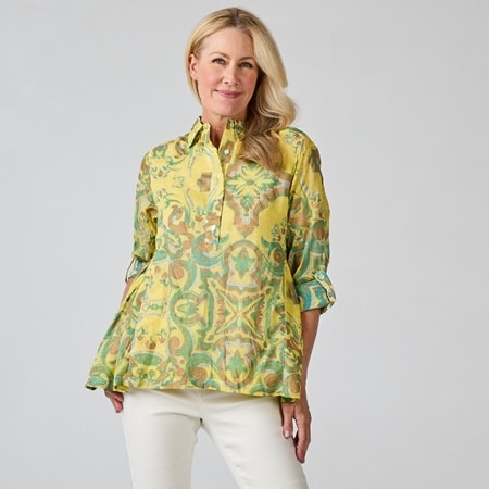 Caju Design Swing Blouse with Waist Gathers
