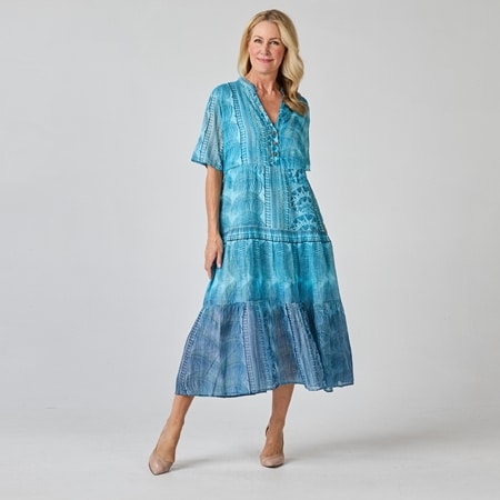 Caju Design Cotton Tiered Print Dress