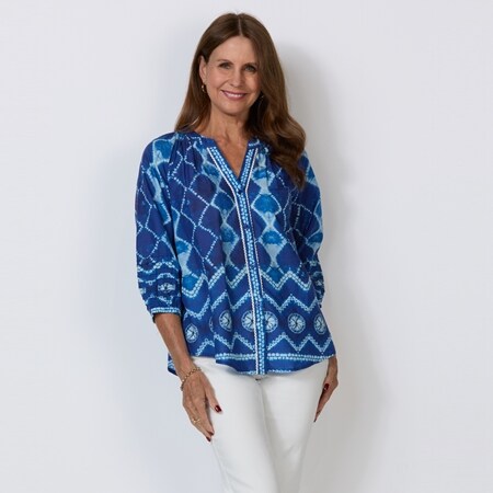 Lula Soul La Perla 100% Cotton Ladder Trim Shirt