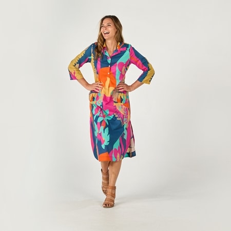 Rubyyaya Lotus Bloom Cotton Midi Dress