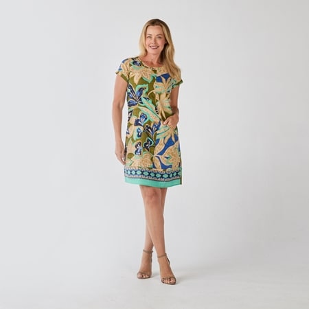 Orientique Short Sleeve Patch Dress