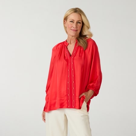 Aggel Fashion Satin Blouse With Knitted Details