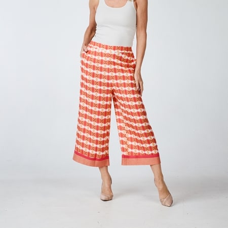 Aggel Fashion 100% Viscose Geometric Print Pants with Hem Detail
