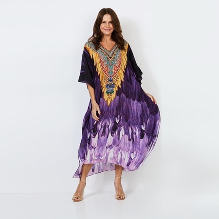 Silk Islands 100% Silk Night Mood V-Neck Kaftan