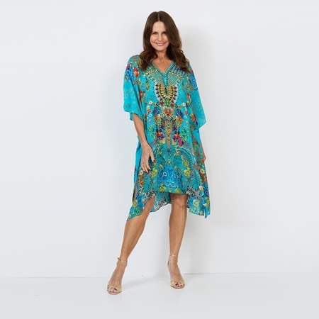 Silk Islands 100% Silk Oasis V-Neck Kaftan