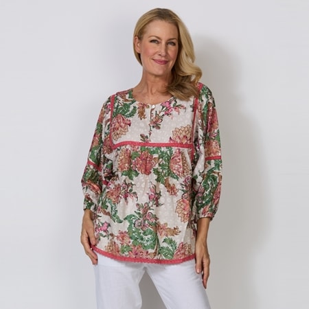 Vintage By Naudic Verna Schifli Cotton Bahamas Top