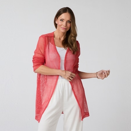 Mr. Max Open Knit Crochet Long Cardigan