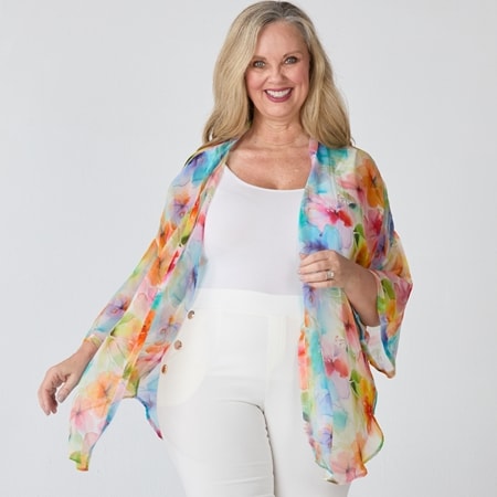 Claire Powell Cotton Chiffon Blushing Kimono Overlay