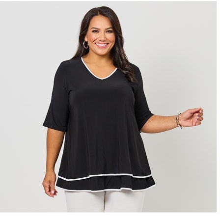 Swish Fashion Contrast Trim Top