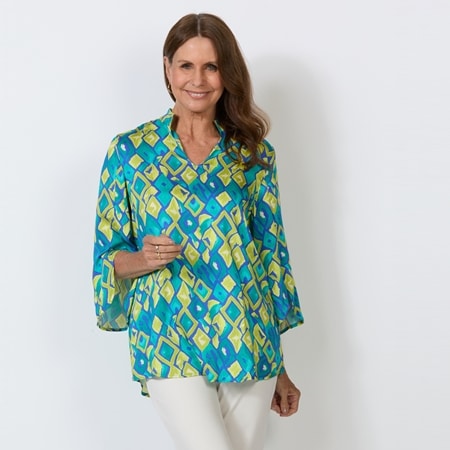 Charlie Lapson Woven Blouse with Tulip Sleeve