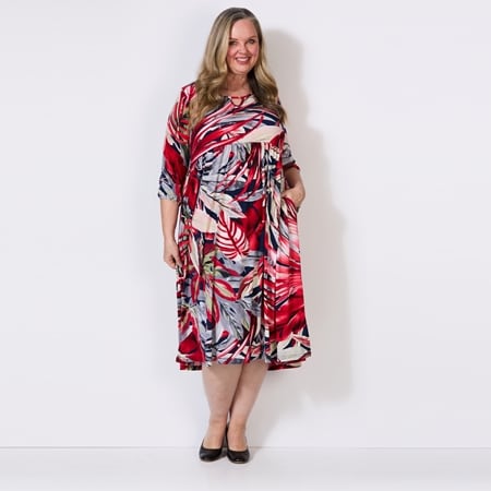 RTM 3/4 Sleeve Print Dress