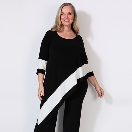 RTM Contrast Knit Side Angle Top
