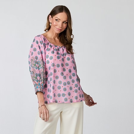 Adrift Sara 100% Cotton Shalimar Print Blouse