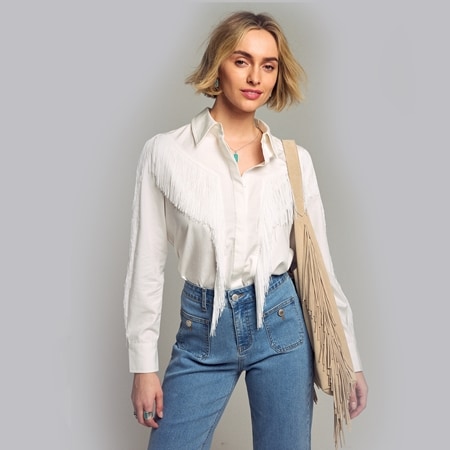 Elle Get The Look Fringe Detail Collared Shirt