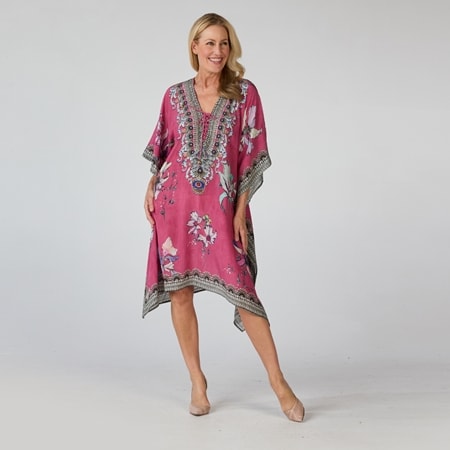 Silk Islands 100% Silk Rosalie Drawstring Knee Length Kaftan