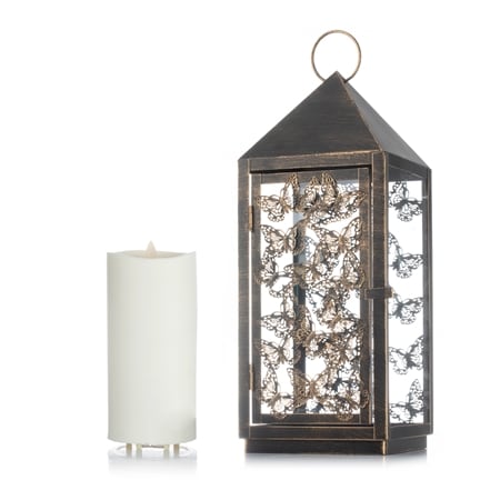 Luminara 39cm Shepherds Hook Lantern with Outdoor Flame- Effect Candle
