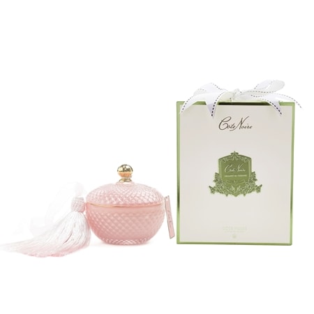 Cote Noire Round Art Deco Candle with Gold Badge 300g Fragrance Spray