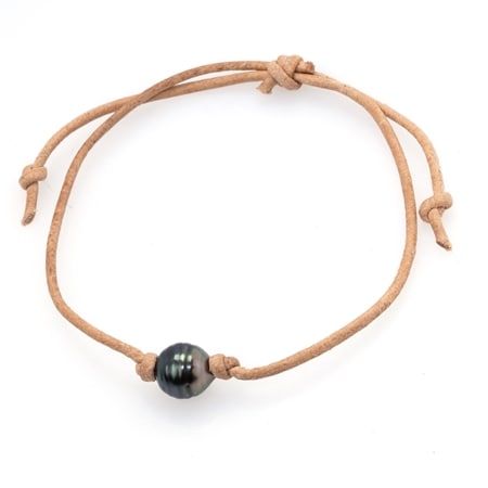 Pearls of Tahiti 10-11mm Tahitian Pearl Tan Adjustable Bracelet