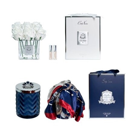 Cote Noire Square Couture 9 Rosebuds with Candle, Scarf  and Brooch