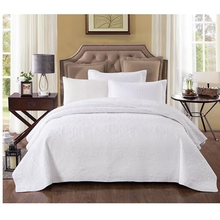 Classic Quilts 100% Cotton Pure White Queen Size Quilt Set