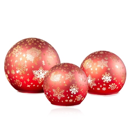 Christmas Snowflake Balls With LED Lights Assorted Sizes Set of 3