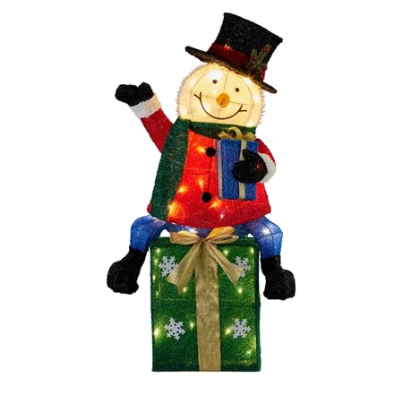 Swishmas Christmas Snowman/Presents with Lights- In/Out 85cm