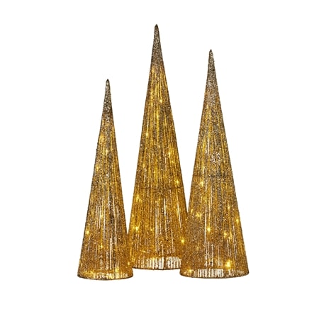 Swishmas Gold LED Cone Trees