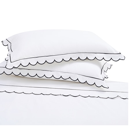 Lane Linen 100% Cotton Scalloped Queen Sheet Set