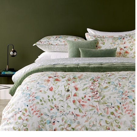 Christy Stems Jade Quilt Cover Set - Queen